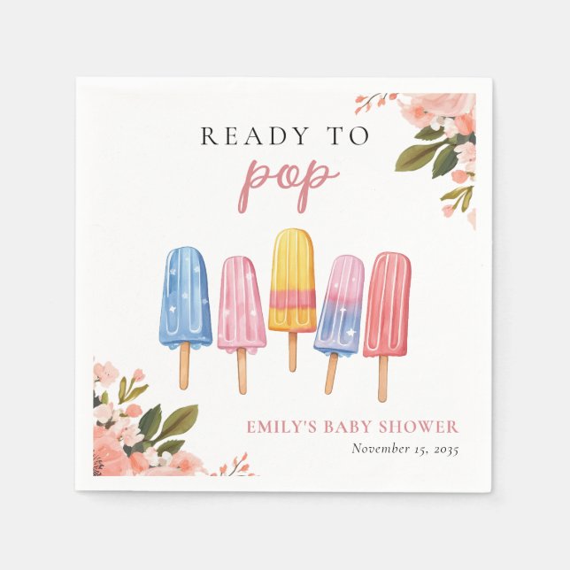 Popsicle Ready to Pop Baby Shower Napkin (Front)