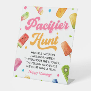 Popsicle Ready to Pop Baby Shower Pacifier Hunt Pedestal Sign