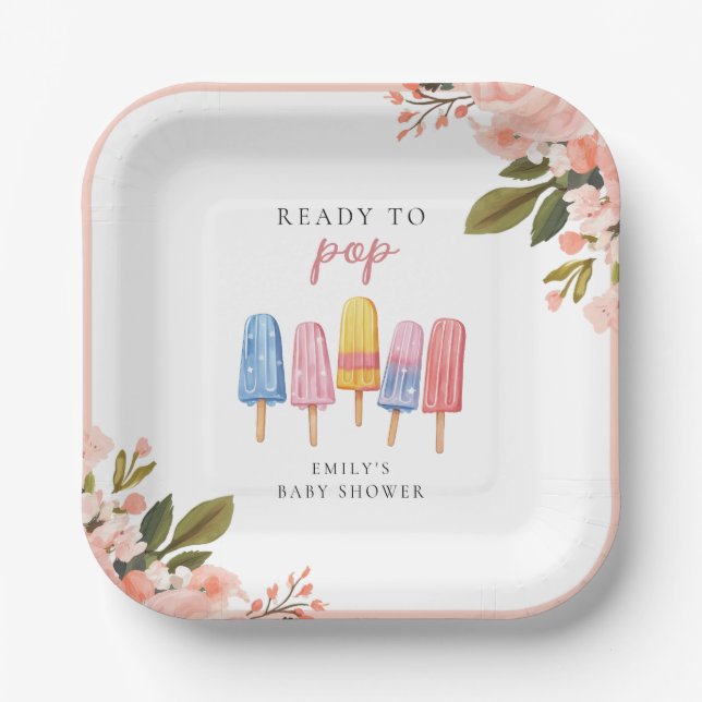 Popsicle Ready to Pop Baby Shower Paper Plate (Front)