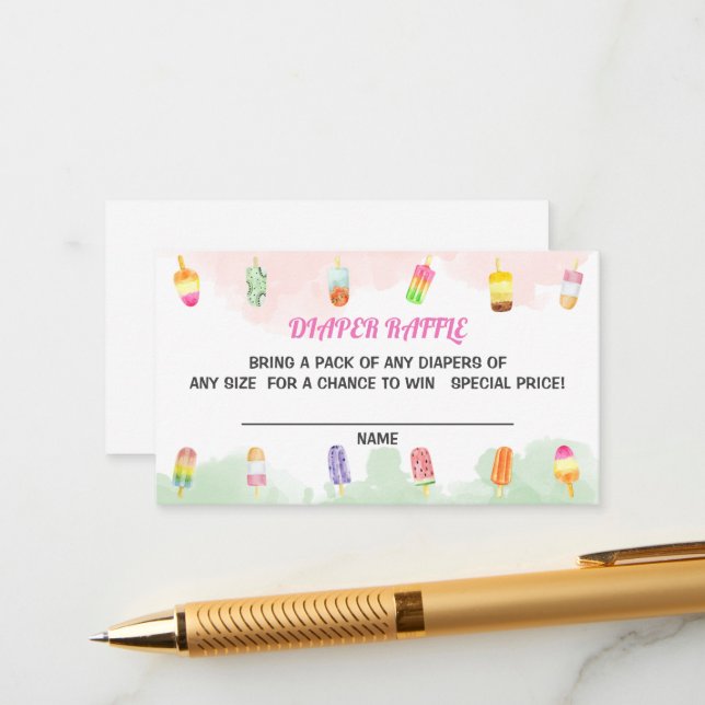 Popsicle She's Ready To Pop Diaper Raffle  Enclosure Card (Front/Back In Situ)