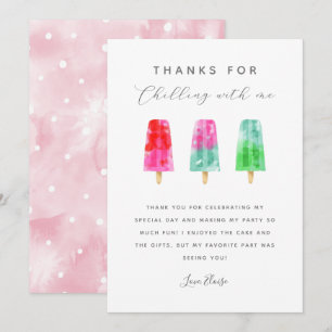 Popsicle Summer Birthday Party Thank You Card