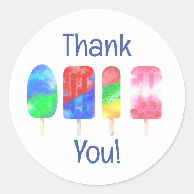 Popsicle Summer Party Classic Round Sticker (Front)