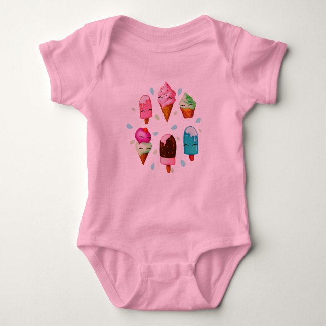 Popsicles and ice cream baby bodysuit (Front)