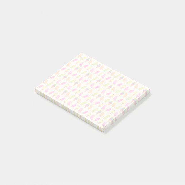 Popsicles and Ice Cream Colourful Summer Pattern Post-it Notes (Angled)