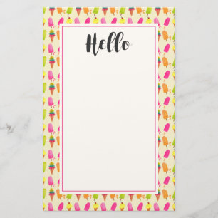 Popsicles and Ice Cream Colourful Summer Pattern Stationery