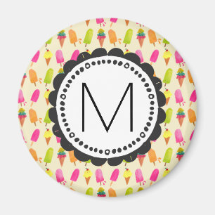 Popsicles and Ice Cream Personalised Monogram Magnet