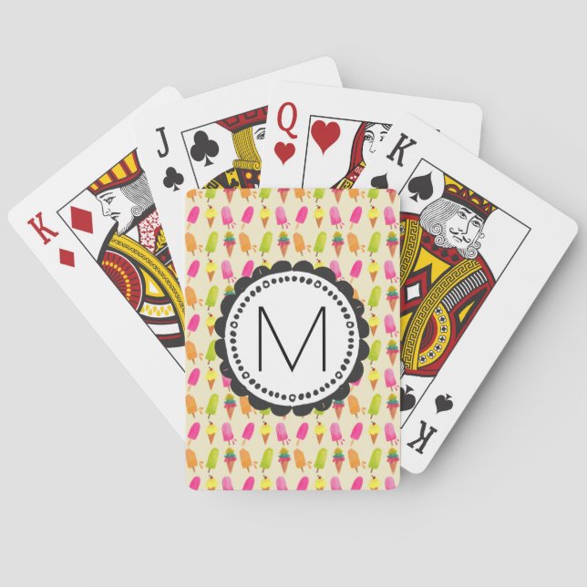 Popsicles and Ice Cream Personalised Monogram Playing Cards (Back)