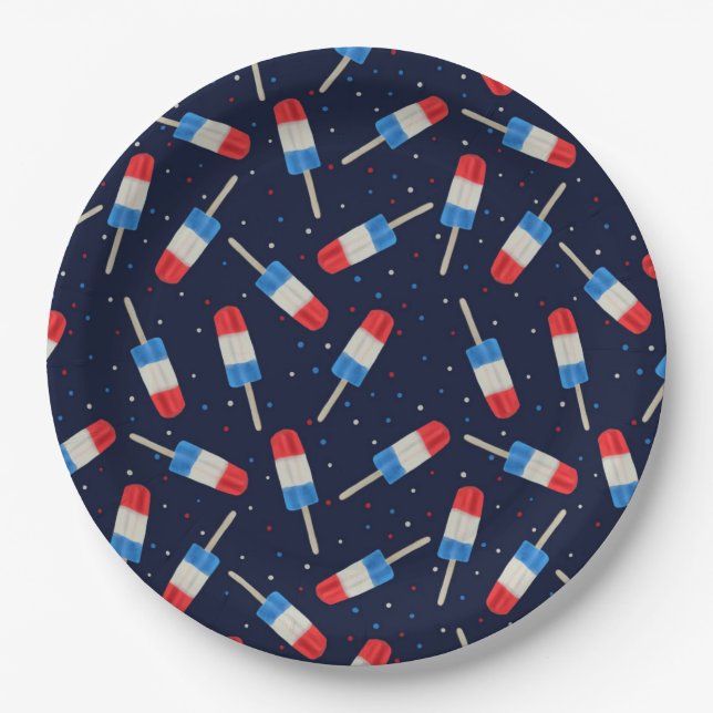 Popsicles At Night Paper Plate (Front)