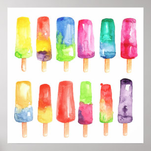 Popsicles bright customised poster. Ice-cream Poster