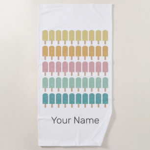 Popsicles Vintage Ice Cream Retro Summer Design Beach Towel