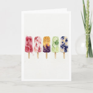 Popsicles watercolor painting artsy summer vibes card