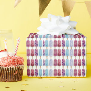 Popsicles watercolor painting artsy summer vibes wrapping paper