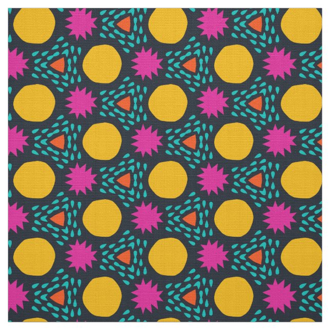 POPSTAR - Fun Colourful Children's Modern Geometri Fabric (Swatch)