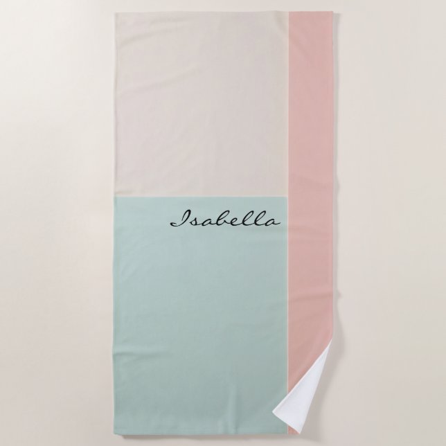 Popular Abstract Blush Pink Mint Collection Beach Towel (Front)