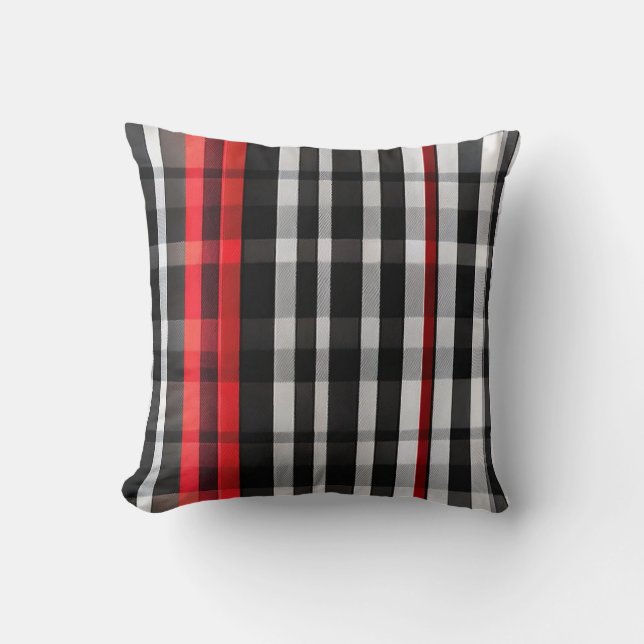 Popular Abstract Red Black Plaid Collection Cushion (Front)