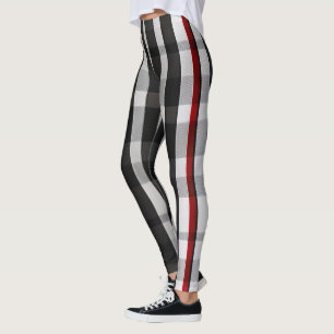 Popular Abstract Red Black Plaid Collection Leggings