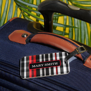 Popular Abstract Red Black Plaid Collection Luggage Tag