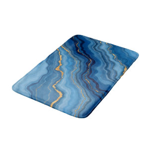 Popular Azure Blue Gold Marble Collection Bath Mat