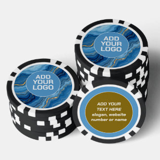 Popular Azure Blue Gold Marble Collection Poker Chips