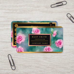 Popular Beautiful Watercolor Pink Roses Collection Business Card