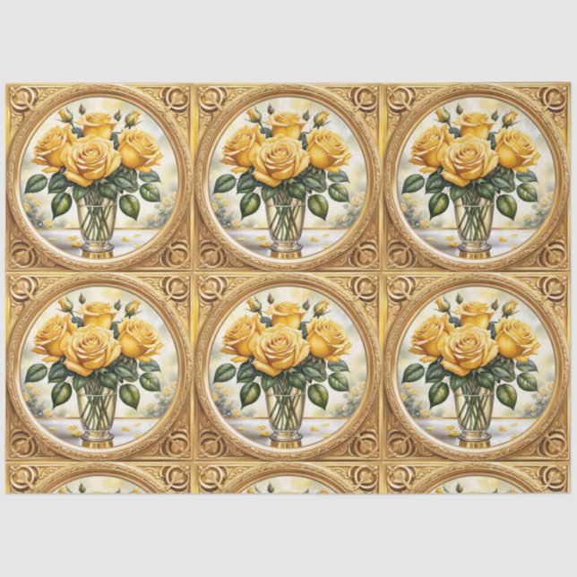 Popular Beautiful Yellow Rose Collection Tissue Paper (Front)