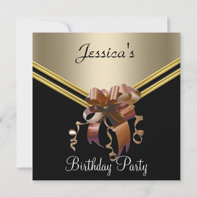 Popular Black Caramel and Bow Party Invitation (Front)