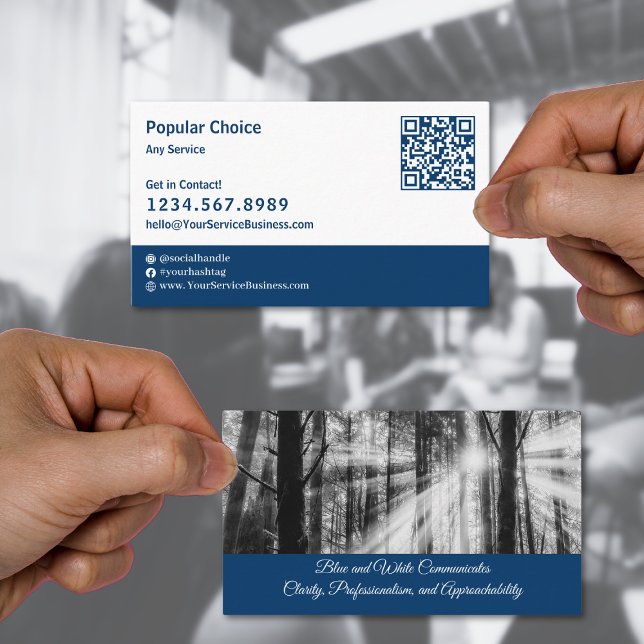 Popular Blue & White Landscape Business Card (Popular Blue & White Landscape Business Card with Tagline)