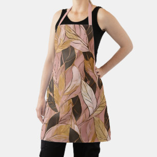 Popular Blush Pink Gold Boho Leaves Collection Apron
