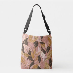 Popular Blush Pink Gold Boho Leaves Collection Crossbody Bag