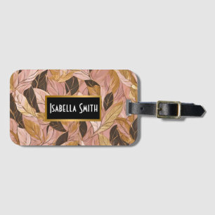 Popular Blush Pink Gold Boho Leaves Collection Luggage Tag