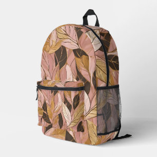 Popular Blush Pink Gold Boho Leaves Collection Printed Backpack