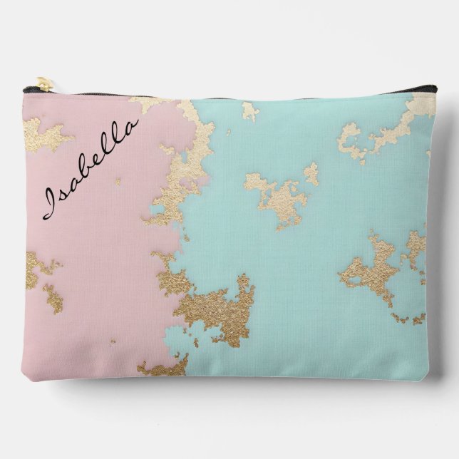Popular Blush Pink Mint Gold Luxury Collection Accessory Pouch (Front)