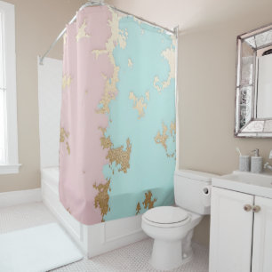 Popular Blush Pink Mint Gold Luxury Collection Shower Curtain