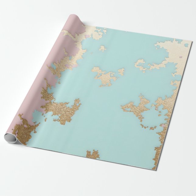 Popular Blush Pink Mint Gold Luxury Collection Wrapping Paper (Unrolled)