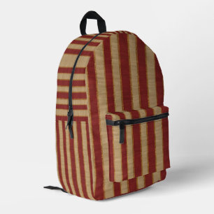 Popular Burgundy Gold Luxury Linen Collection Printed Backpack