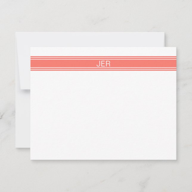 Popular Coral Personalised Monogram Name Initials Card (Front)