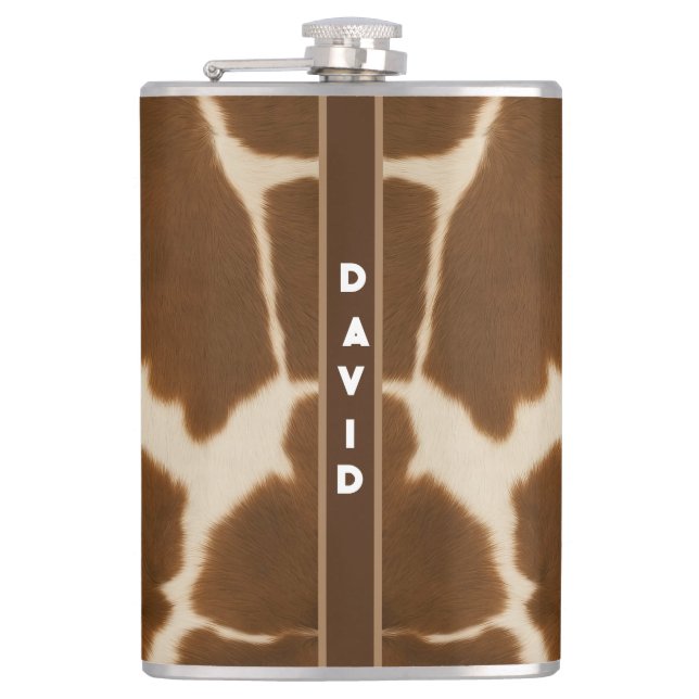 Popular Cow Faux Leather Elegant Collection Hip Flask (Front)