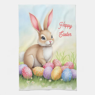Popular Cute Easter Bunny And Eggs Collection Tea Towel