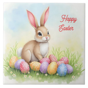 Popular Cute Easter Bunny And Eggs Collection Tile