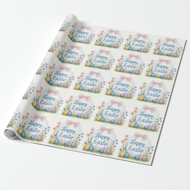 Popular Easter Eggs Beautiful Collection Wrapping Paper (Unrolled)