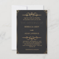 Popular Elegant Black Gold Faux Foil Script Weddin