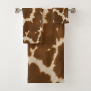 Popular Elegant Cow Faux Leather Collection Bath Towel Set
