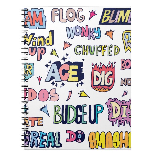 Popular English Language Slang Words Doodle Letter Notebook (Front)