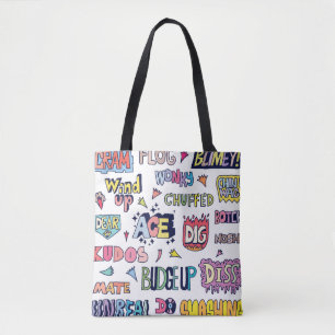 Popular English Language Slang Words Doodle Letter Tote Bag