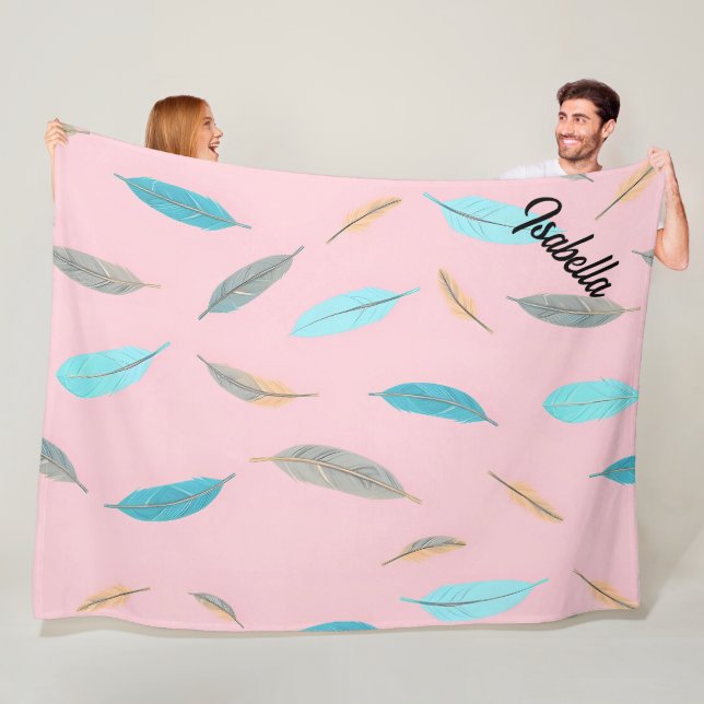 Popular Feathers Luxury Boho Collection Fleece Blanket (In Situ)