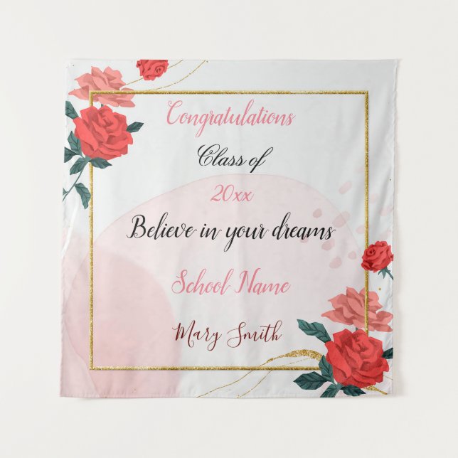 Popular Floral Customise Red Rose Tapestry (Front)