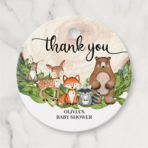 Popular forest animals wooden slice baby shower favour tags