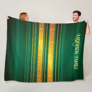 Popular Green Gold Luxury Linen Texture Collection Fleece Blanket