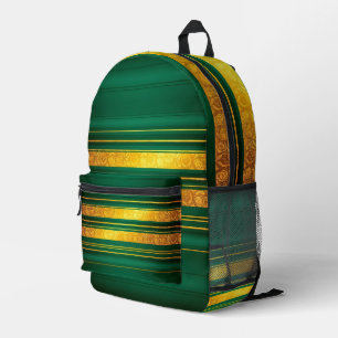 Popular Green Gold Luxury Linen Texture Collection Printed Backpack
