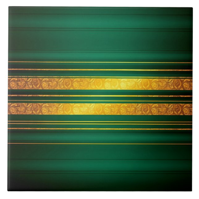 Popular Green Gold Luxury Linen Texture Collection Tile (Front)